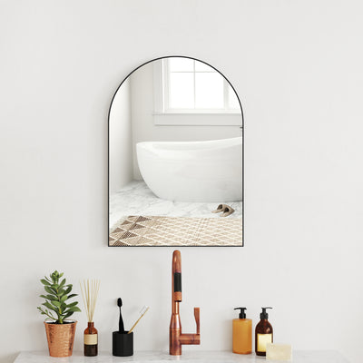 Black Arched Wall Mirror 50 x 70cm for Home or Bathroom by HOMCOM