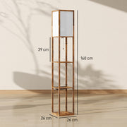 Floor Lamp With Shelves For Living Room or Bedroom - USB Charging Ports, Rustic Brown Homcom