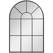 Arched Wall Mirror 91 x 60 cm With Window Design For Living Room Or Bedroom Black