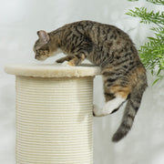 Tall Cat Scratching Post with Sisal Rope and Soft Plush Cover Anti Tip Design Beige