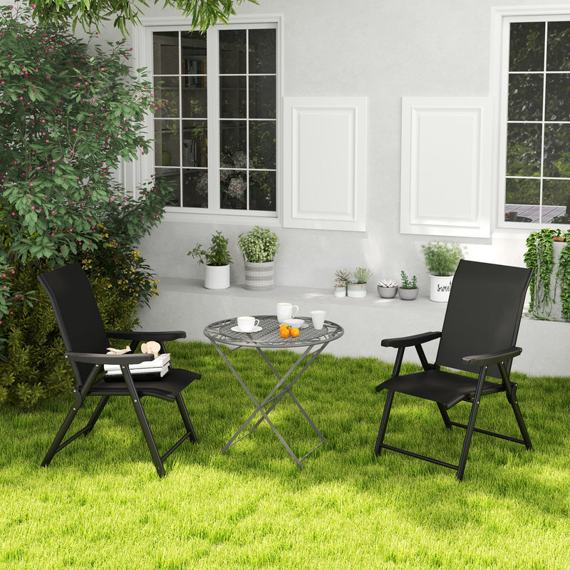 Set of Two Black Folding Outdoor Chairs Lightweight and Portable by Outsunny