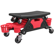 Mechanic Roller Seat with Tool Storage and Swivel Wheels for Garage or Workshop Red AOSOM