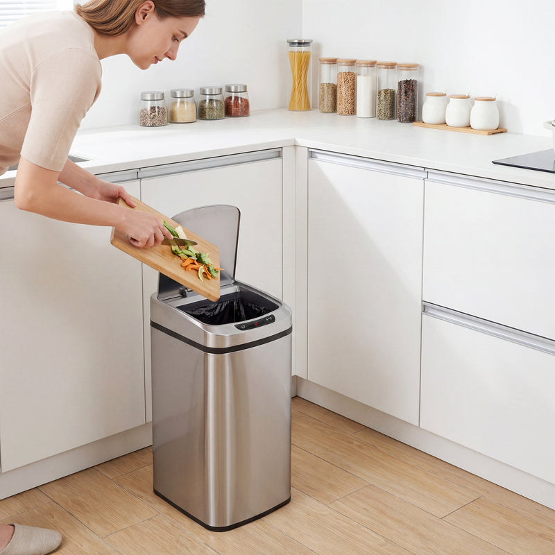 12L Motion Sensor Kitchen Bin with Touchless Opening and Steel Body, Silver AOSOM