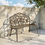 Cast Aluminium Garden Bench for Comfortable Outdoor Seating with Classic Rose Design Bronze Tone Outsunny