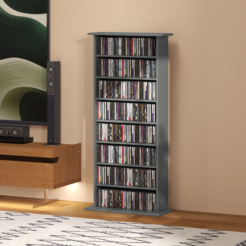 CD and DVD Storage Rack with Adjustable Shelves for Compact Home Organisation Grey