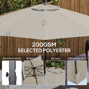 Light Grey 3 x 3m Cantilever Parasol with 360° Rotation and Crank Handle by Outsunny