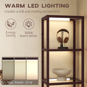 LED Floor Lamp with 4 Glass Shelves Dimmable Standing Light for Living Room Dark Brown
