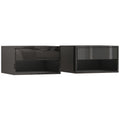 Floating Bedside Tables Set of 2 with Drawer and Shelf Space Saving High Gloss Black AOSOM