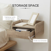 Wall Mounted Floating Bedside Tables Set of 2 with Storage Drawers for Bedroom Use, Natural