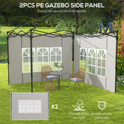 White Gazebo Side Panels With Windows 2 Pack For 3x3m Or 3x6m Garden Canopy Shelter