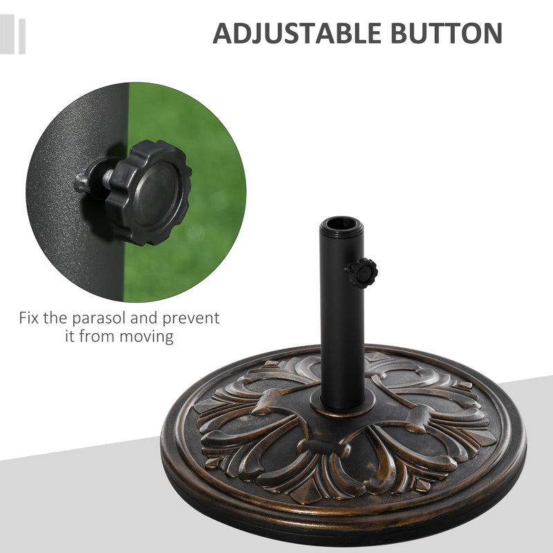 Bronze Round 13kg Garden Parasol Base Weight Stand Ideal for Outdoor Umbrella Stability