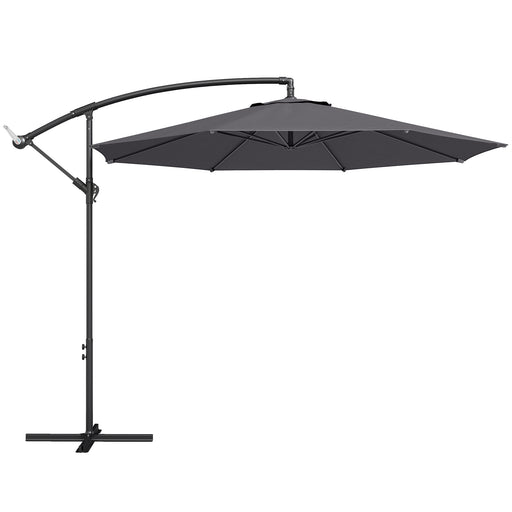 Cantilever Garden Parasol with Adjustable 3m Canopy for Shaded Outdoor Seating Grey Outsunny