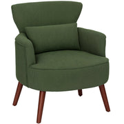 Green Corduroy Retro Accent Chair with Padded Seat and Wooden Legs by HOMCOM