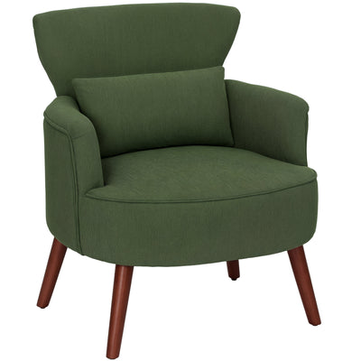 Green Corduroy Retro Accent Chair with Padded Seat and Wooden Legs by HOMCOM