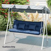 Outdoor Chair Cushion and Pillow Set for Extra Garden Seating Comfort Dark Blue AOSOM