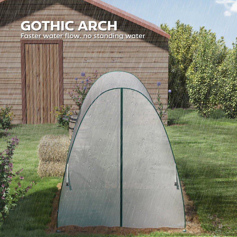 Walk In Tunnel Greenhouse With Screen Windows And Sandbags For Garden Growing White AOSOM