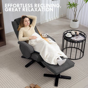 Charcoal Grey Velvet Rocker Swivel Recliner Chair with Footstool for Home Comfort