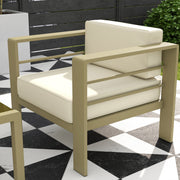 Gold Metal Garden Sofa Set 6 Seater Modular Design With Cushions And Glass Top Coffee Table Outsunny