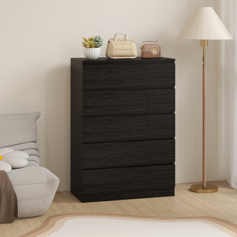 Chest of Drawers for Bedroom Organisation with 5 Smooth-Glide Drawers Black