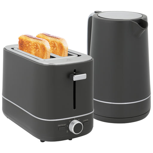 Grey 1.7L Fast Boil Cordless Kettle and 2 Slice Toaster Set With 6 Browning Levels by HOMCOM