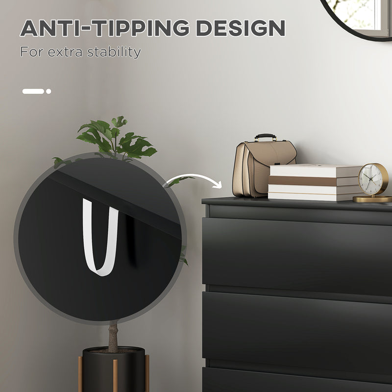 Black 3 Drawer Chest of Drawers Bedroom Storage Unit by HOMCOM