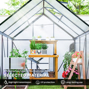 Walk In Polycarbonate Greenhouse 190 x 190 cm Grey for All-Season Gardening by Outsunny