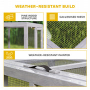 Rabbit Hutch with Easy Access and Foldable Design for Gardens and Patios Grey AOSOM
