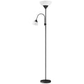 LED Floor Lamp with Uplighter and Adjustable Reading Light for Living Room, Black Homcom