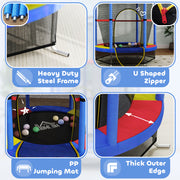 Kids Trampoline with Enclosure Net Steel Frame for Ages 3 to 6 Multicoloured by HOMCOM AOSOM