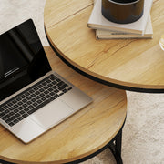 Set of Two Nesting Side Tables with Wood Effect Finish Ideal for Living Room, Natural