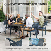 Set of 4 Stackable Rattan Effect Garden Chairs with Armrests Weather Resistant by Outsunny