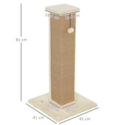 81cm Beige Cat Scratcher with Jute Rope Hanging Ball and Soft Plush Cover by PawHut