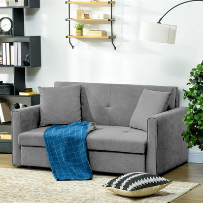 2 Seater Convertible Sofa Bed with Storage and Cushions for Living Room Use Light Grey