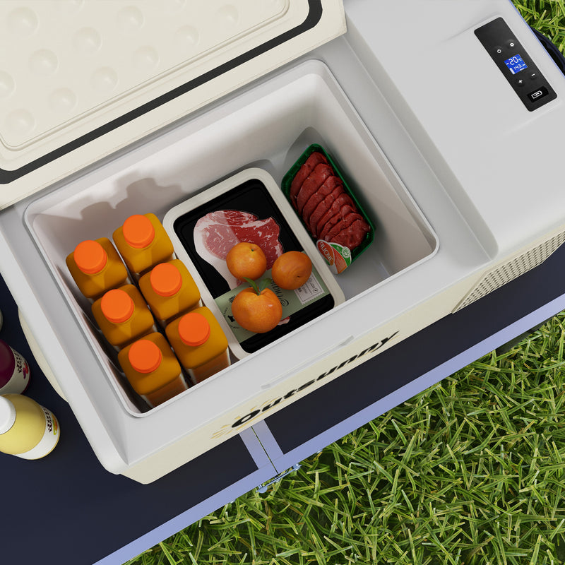 16L Portable Car Fridge with Adjustable Temperature Ideal for Travel and Camping Khaki Grey AOSOM