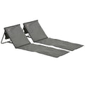 Set of 2 Foldable Beach Loungers with Adjustable Backrest and Side Pocket, Grey Outsunny