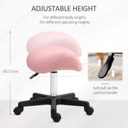 Pink Adjustable Saddle Stool with PU Leather and Steel Frame for Salon Spa Massage by HOMCOM