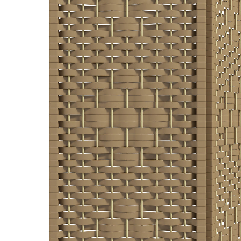 Folding Room Divider with Handwoven Panels for Flexible Privacy, Natural Wood Homcom