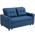 2 Seater Sofa Bed with Storage Pockets and Full Size Pull Out Bed Dark Blue