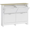Shoe Cabinet for Hallway Storage Holds 16 Pairs Slim Design for Small Spaces White AOSOM