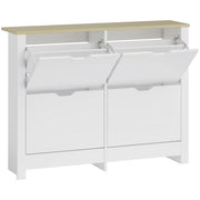 Shoe Cabinet for Hallway Storage Holds 16 Pairs Slim Design for Small Spaces White AOSOM