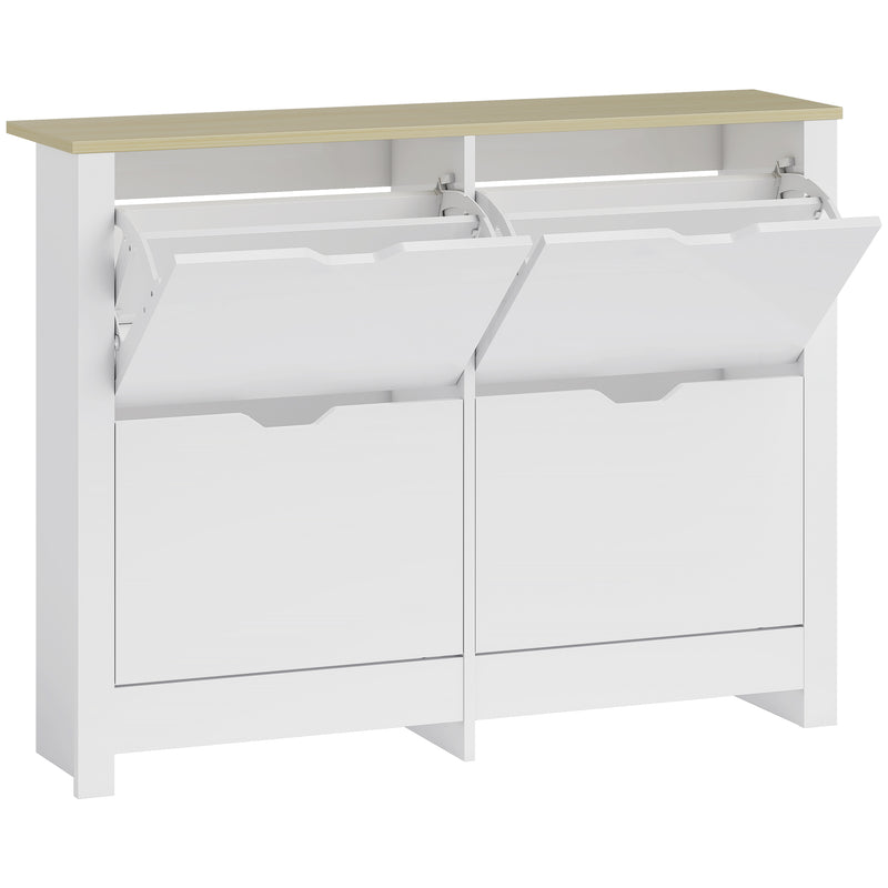 Shoe Cabinet for Hallway Storage Holds 16 Pairs Slim Design for Small Spaces White AOSOM