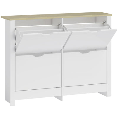 Shoe Cabinet for Hallway Storage Holds 16 Pairs Slim Design for Small Spaces White AOSOM