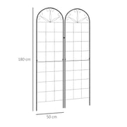 Set of 2 Metal Garden Trellis Panels With Sturdy Grid For Climbing Plants and Vines