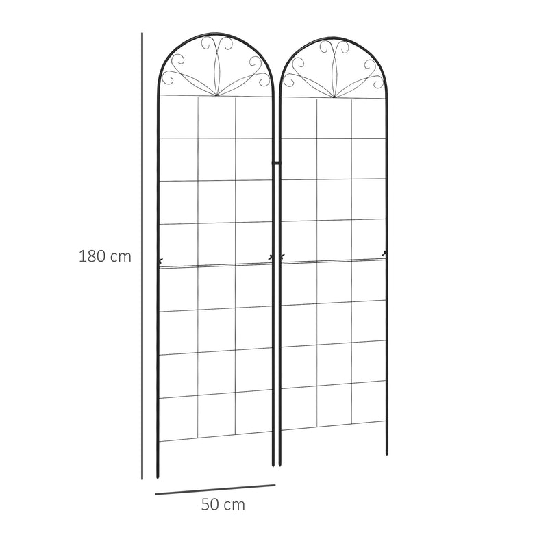Set of 2 Metal Garden Trellis Panels With Sturdy Grid For Climbing Plants and Vines