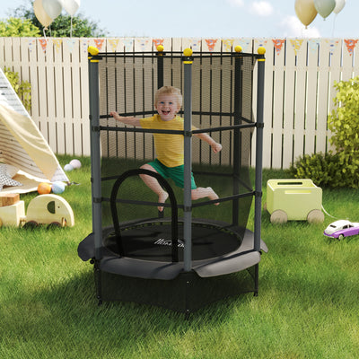 Kids Trampoline with Safety Enclosure for Outdoor and Indoor Play 4.6FT Black AOSOM