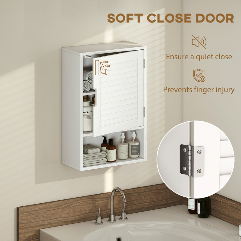 Wall Mounted Bathroom Cabinet With Adjustable Shelves For Compact Storage White AOSOM