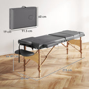 Grey Foldable Massage Table with Beech Wood Legs for Home or Professional Use