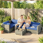 Rattan Garden Furniture Set for 5 with Cushions and Coffee Table for Patio or Outdoor Use, Grey Outsunny