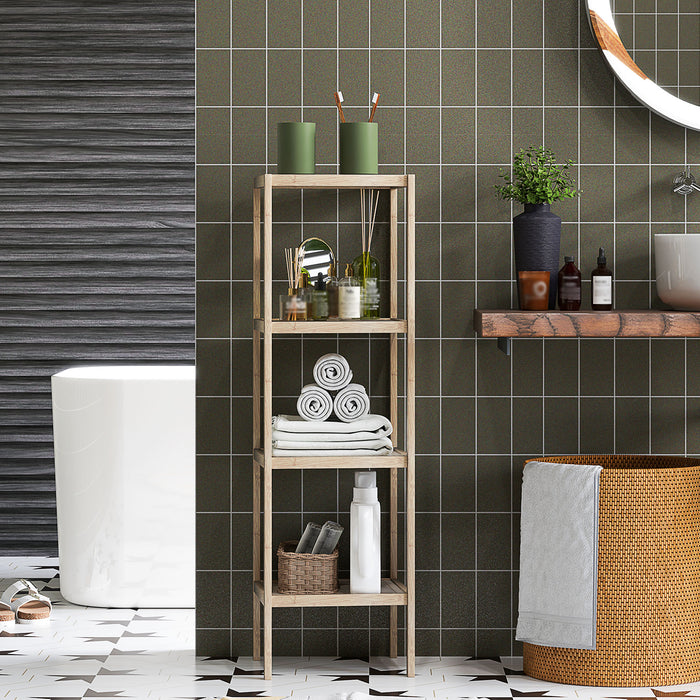Four Tier Bamboo Bathroom Storage Shelf Natural Finish by HOMCOM