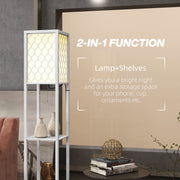 White Floor Lamp with Shelves Duo Light Design for Storage and Display by HOMCOM